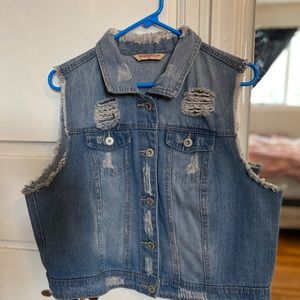 Distressed Jean Vest